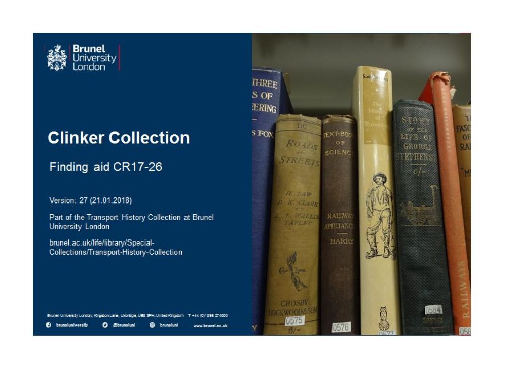 Brunel University Library Special Collections – Transport History Collection Version 27 21.1.2018
