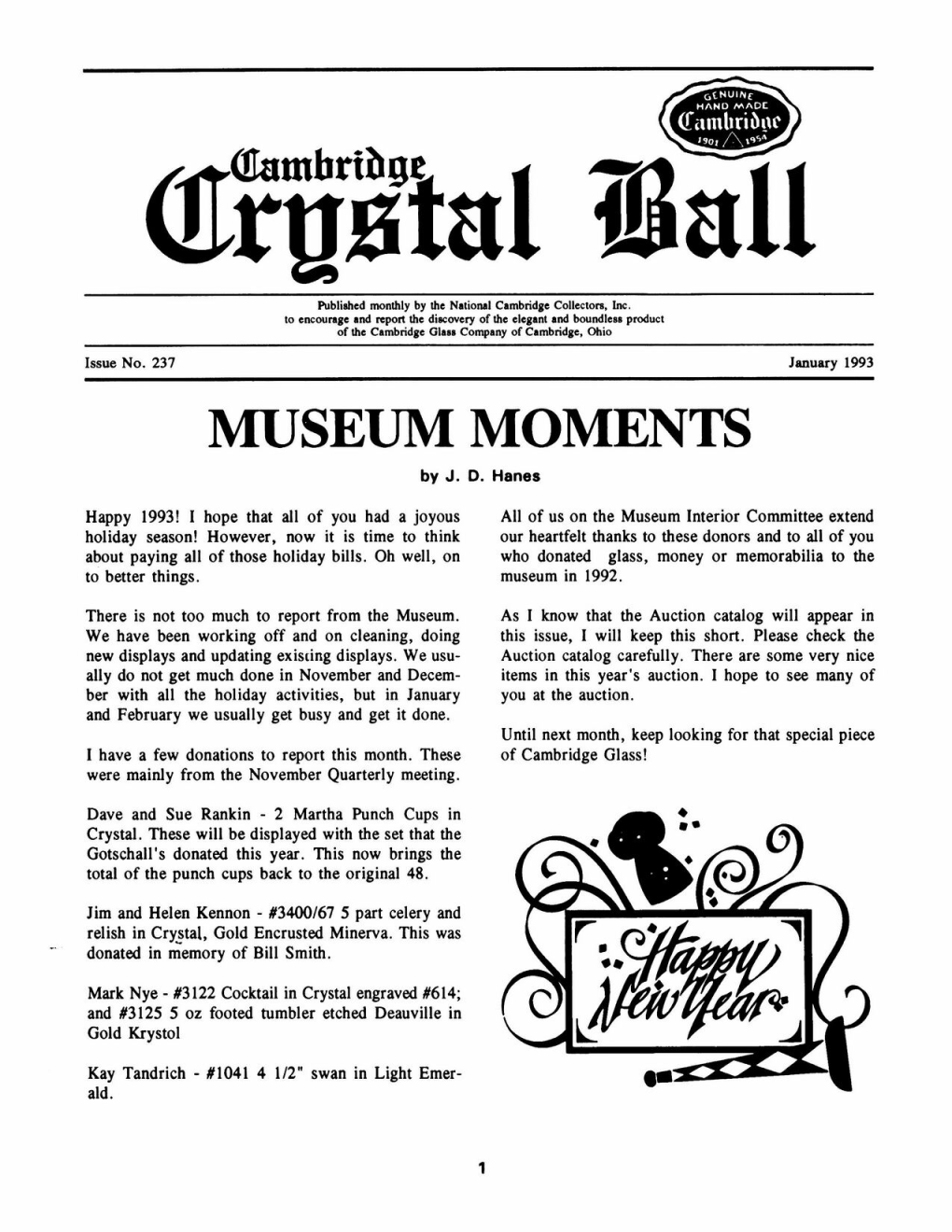 Crystal Ball Newsletter January 1993