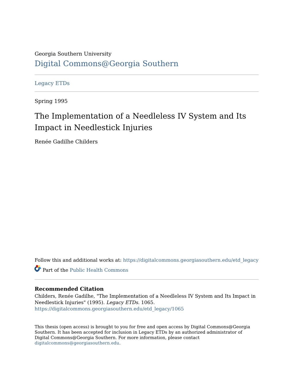 The Implementation of a Needleless IV System and Its Impact in Needlestick Injuries