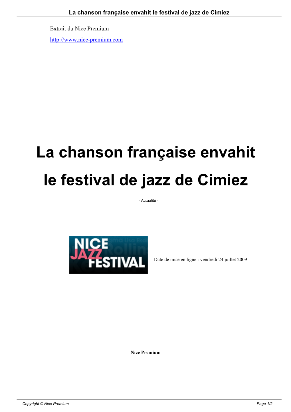 La Chanson Française Envahit Le Festival De Jazz De Cimiez