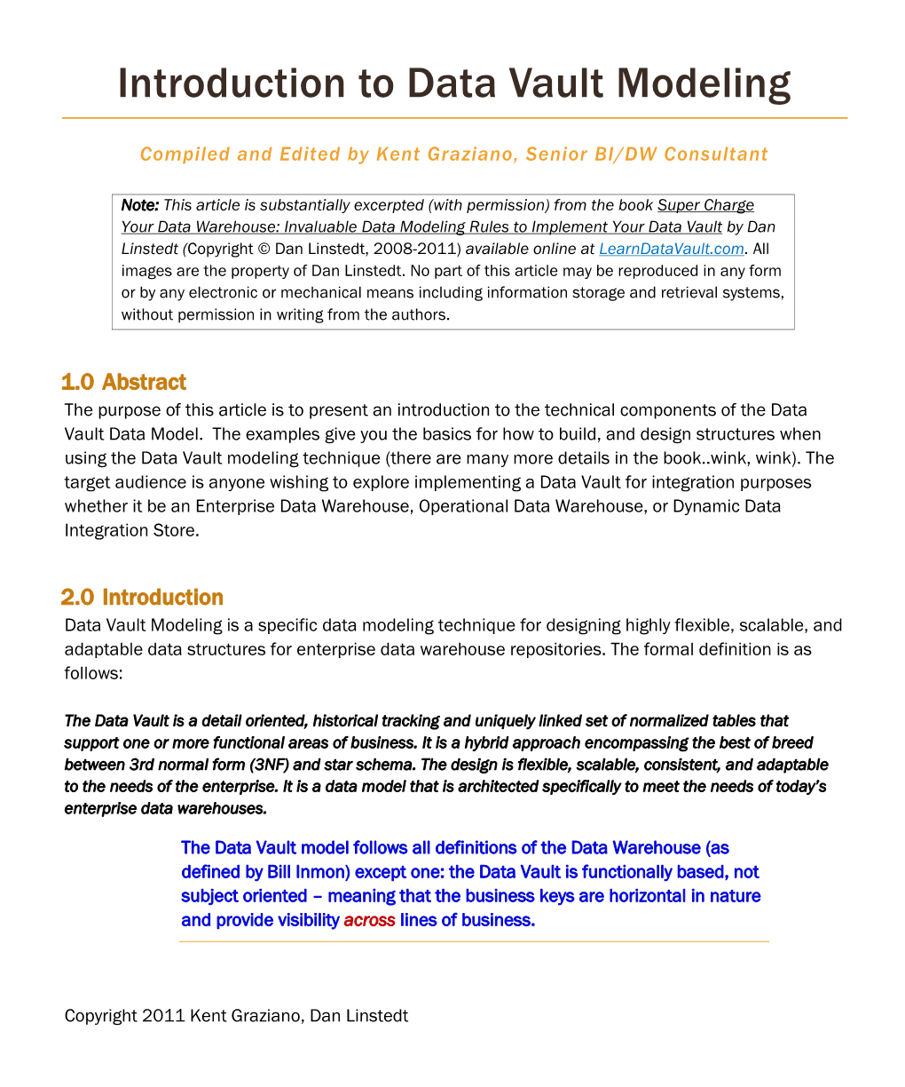 Introduction to Data Vault Modeling