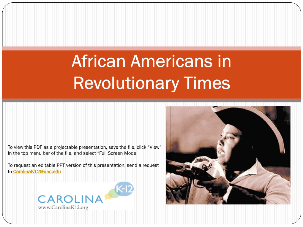 African Americans in Revolutionary Times