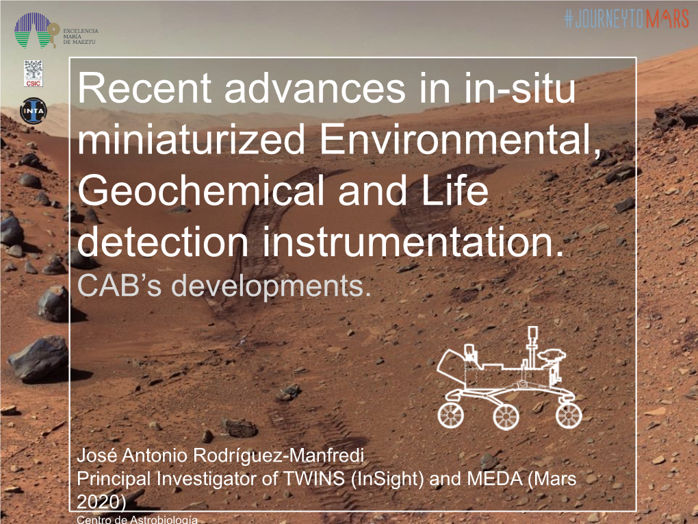 Recent Advances in In-Situ Miniaturized Geochemical and Life