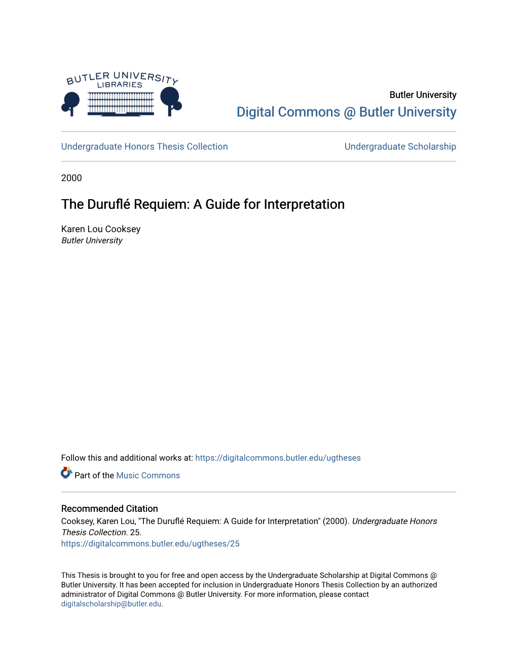 The Duruflé Requiem: a Guide for Interpretation