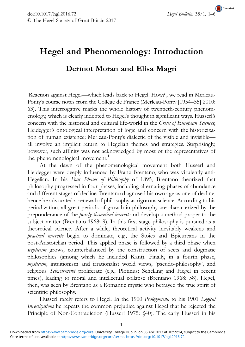 Hegel and Phenomenology: Introduction