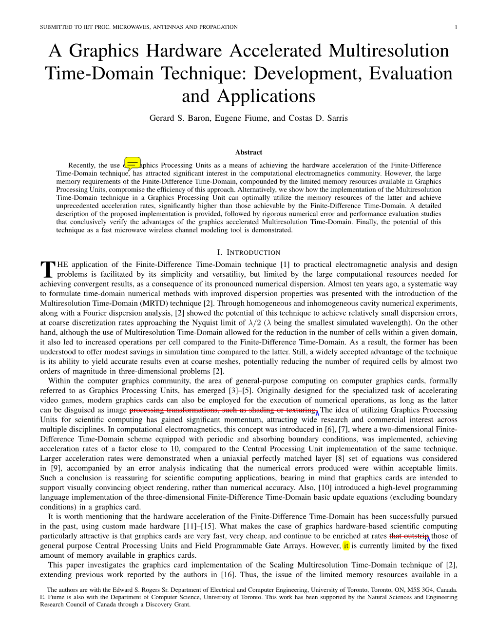 A Graphics Hardware Accelerated Multiresolution Time-Domain Technique: Development, Evaluation and Applications Gerard S