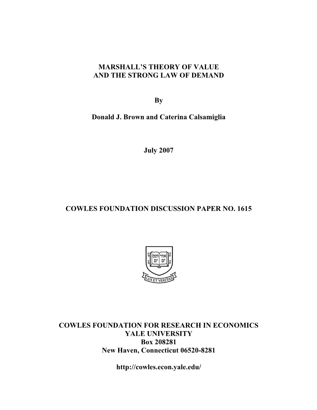 Marshall's Theory of Value and the Strong Law of Demand