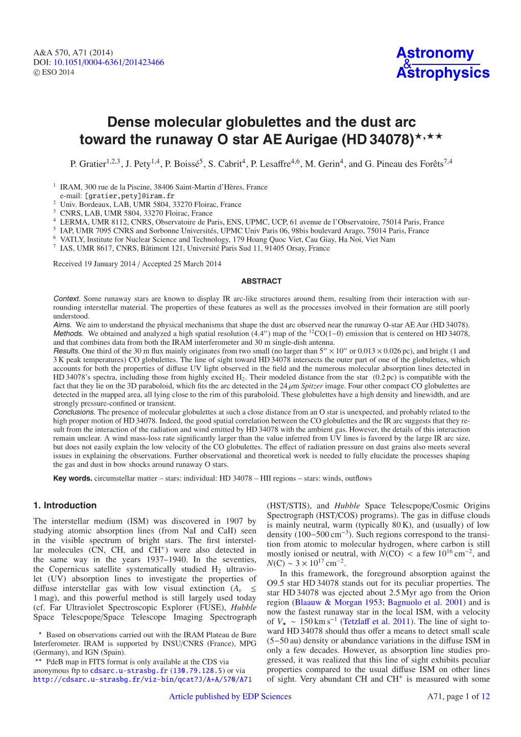 Dense Molecular Globulettes and the Dust Arc Toward the Runaway O Star AE Aurigae \(HD 34078\)⋆⋆⋆