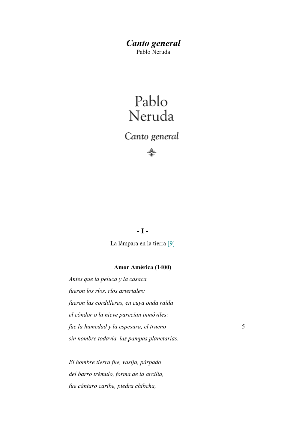 Canto General / Pablo Neruda