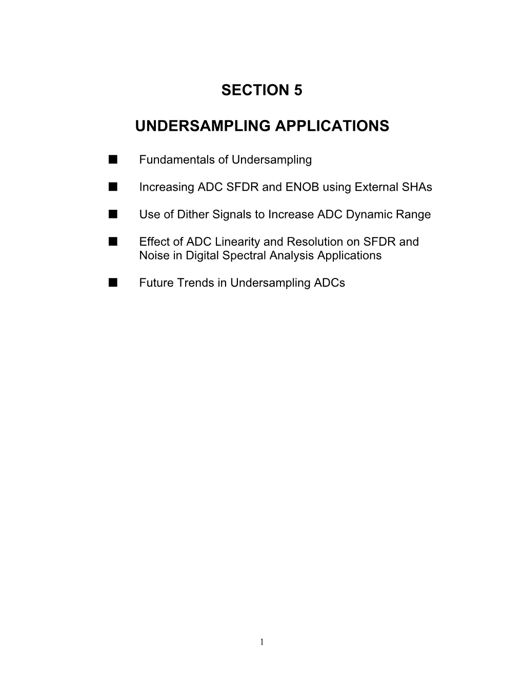 Section 5 Undersampling Applications