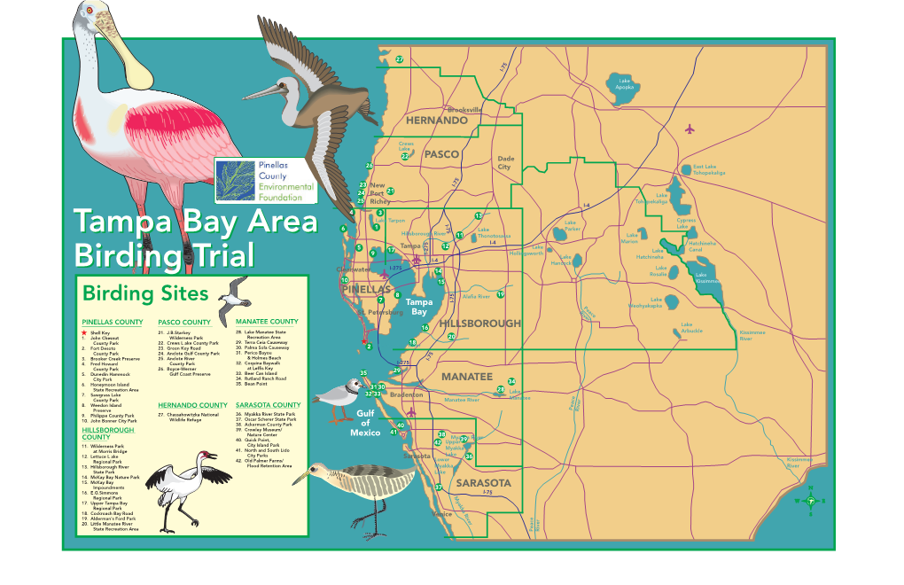 Map of Tampa Bay Area Birding Sites