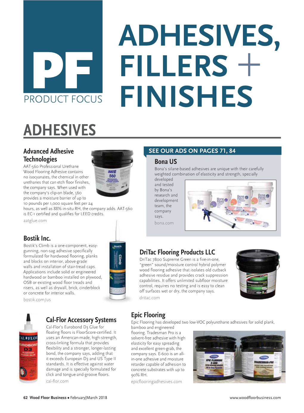 Adhesives, Fillers + Finishes