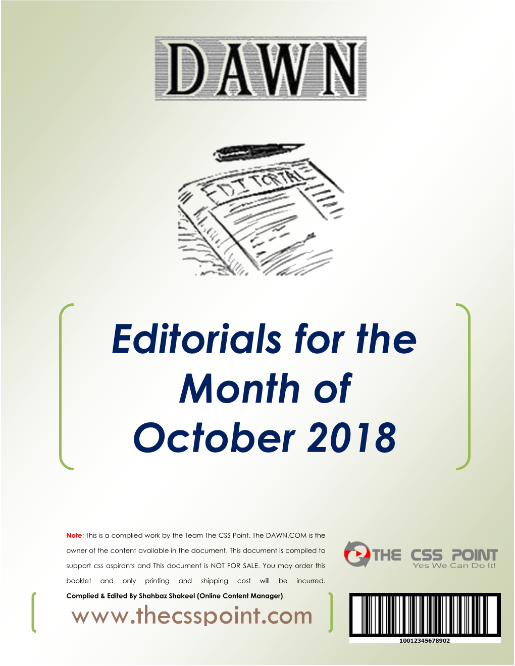 Editorials for the Month of October 2018