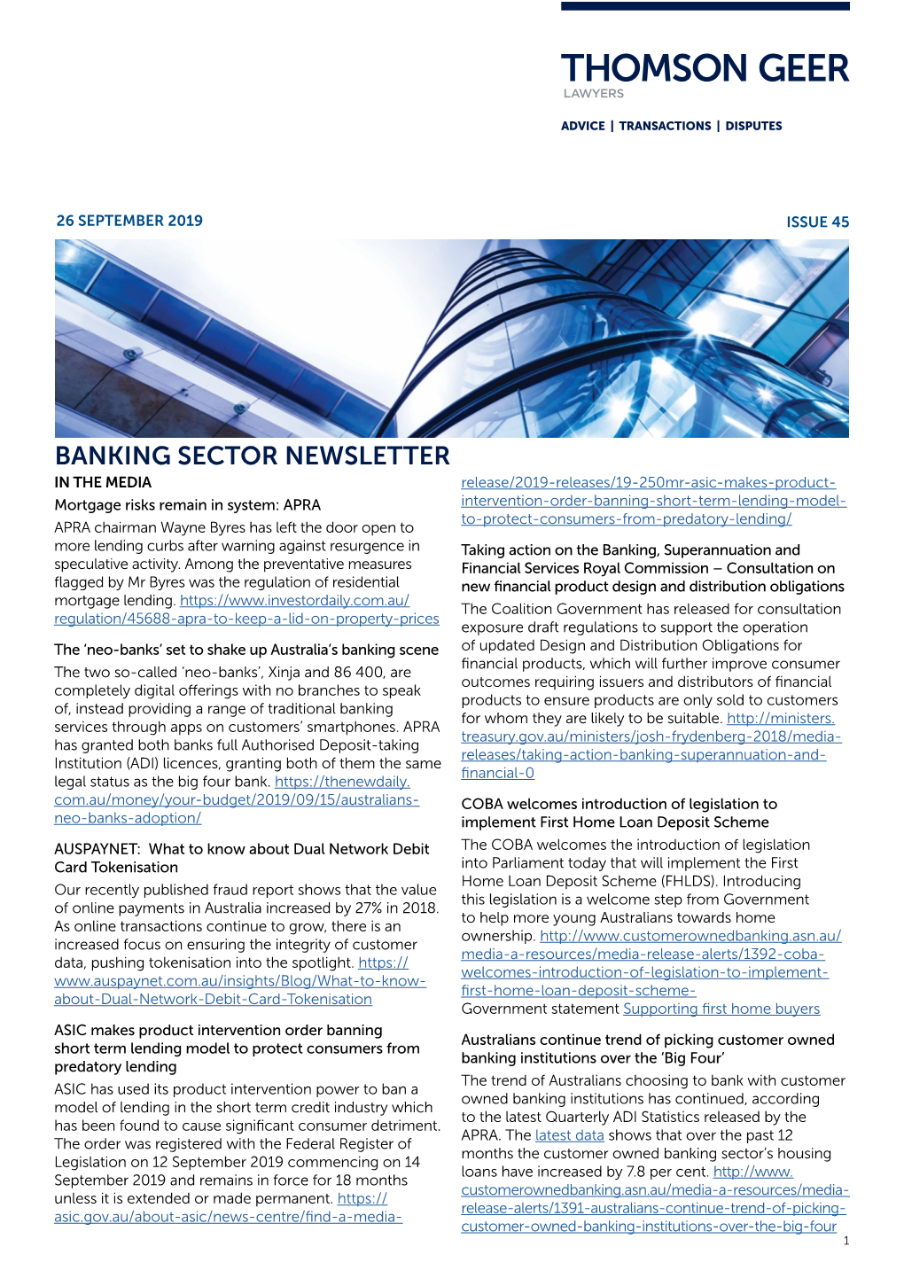 Banking Sector Newsletter