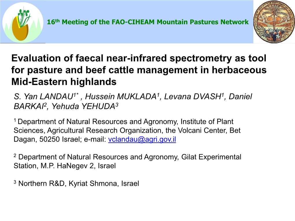 16Th Meeting of the FAO-CIHEAM Mountain Pastures Network
