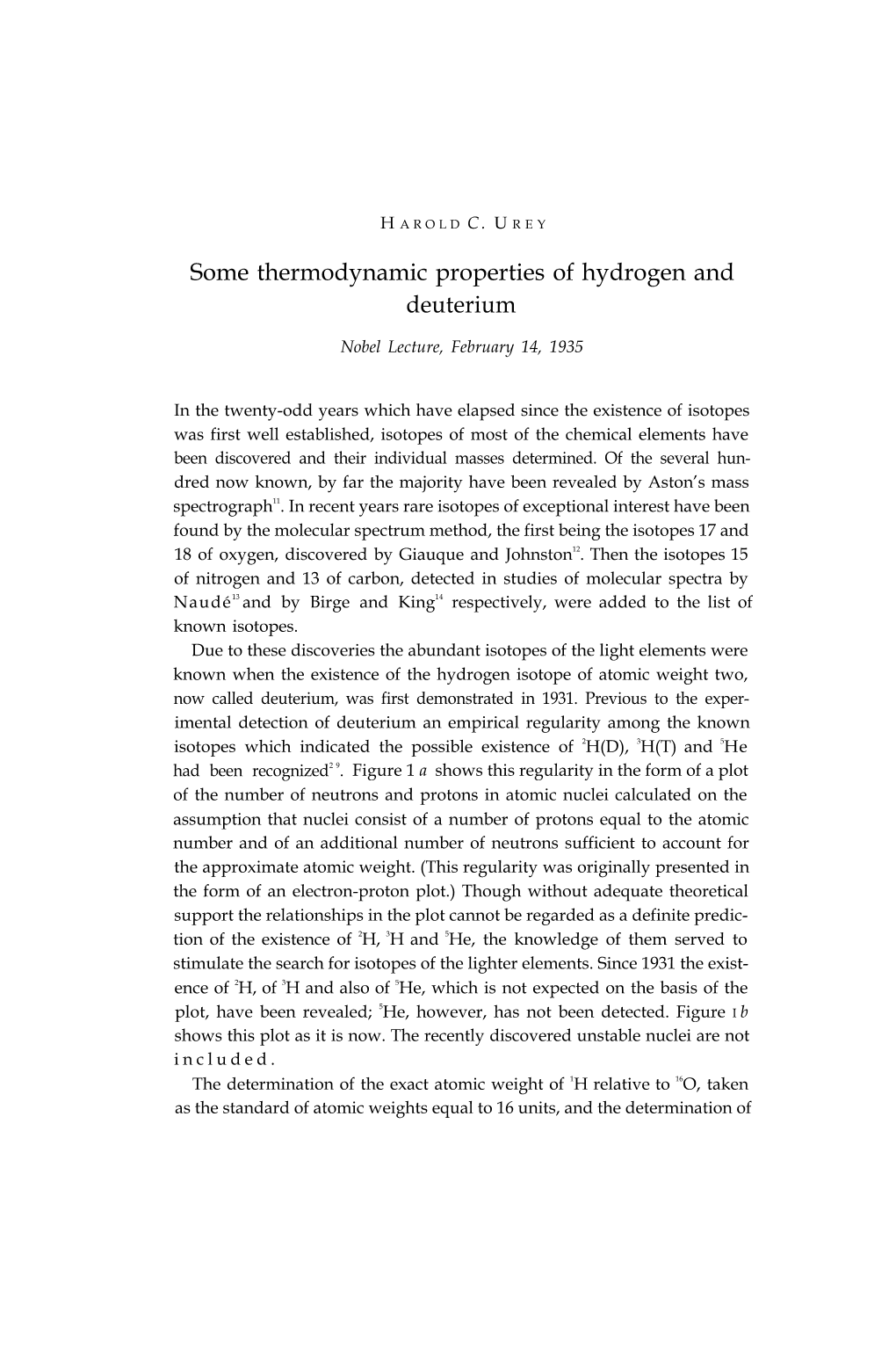 Harold C. Urey and Co-Workers on Heavy Hydrogen