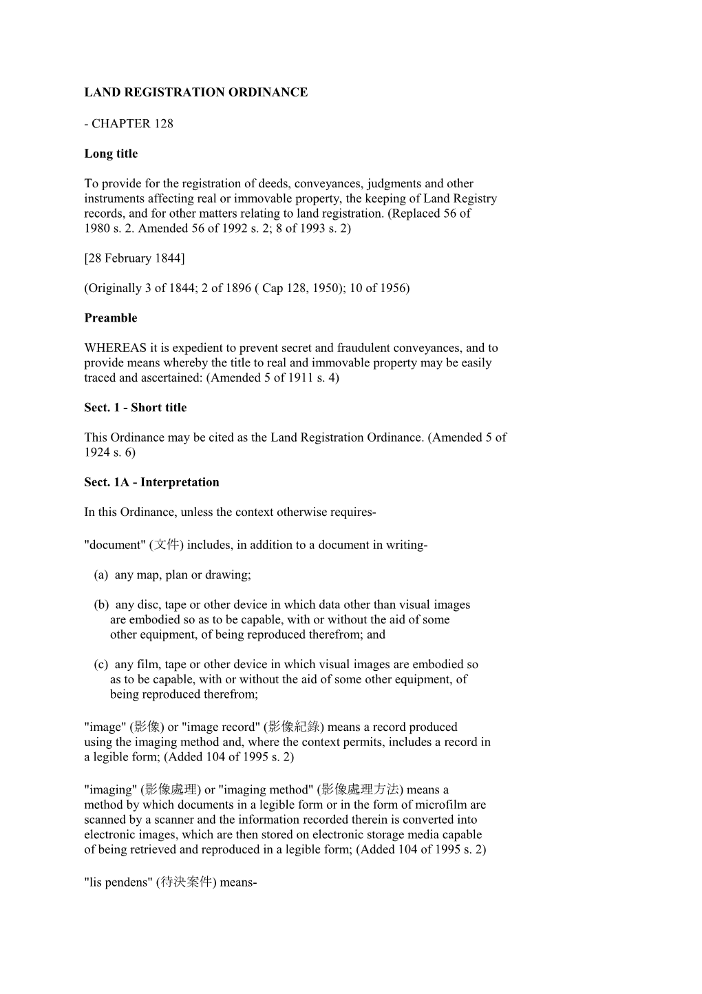 Land Registration Ordinance