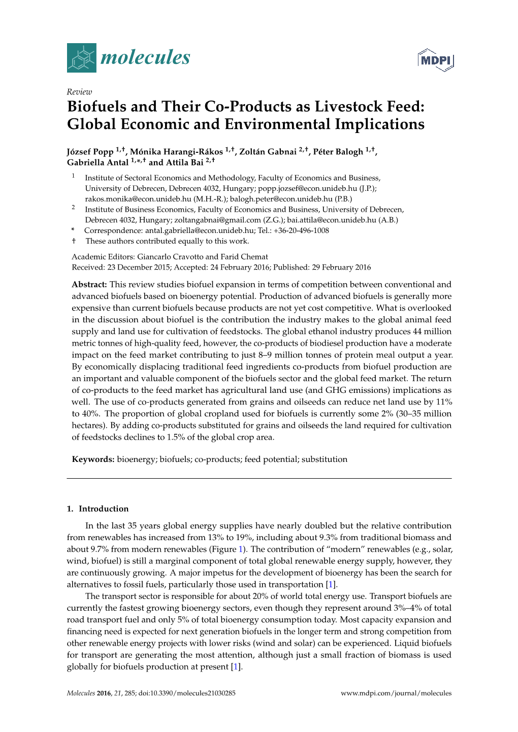 Biofuels and Their Co-Products As Livestock Feed: Global Economic and Environmental Implications