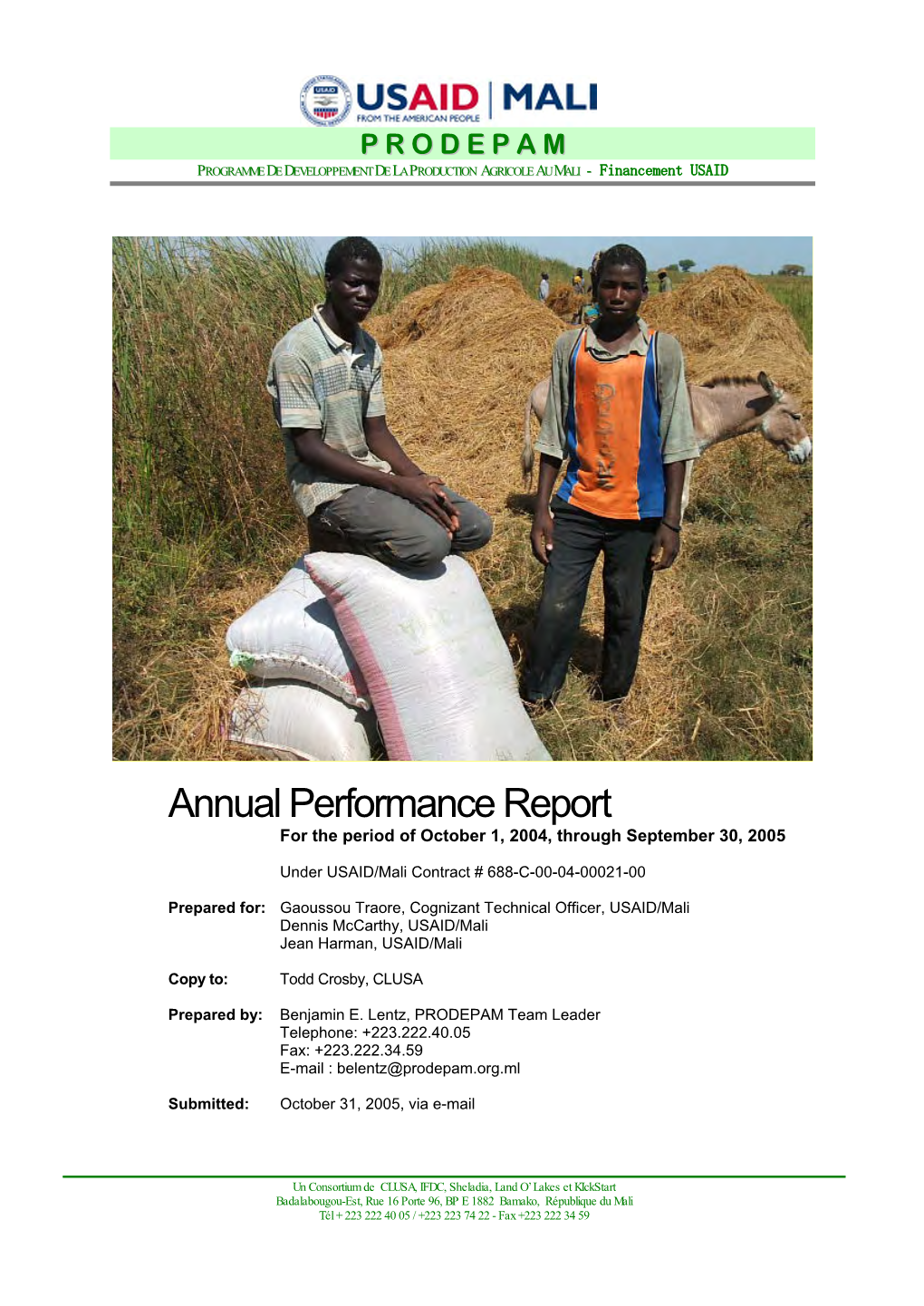 Annual Performance Report for the Period of October 1, 2004, Through September 30, 2005