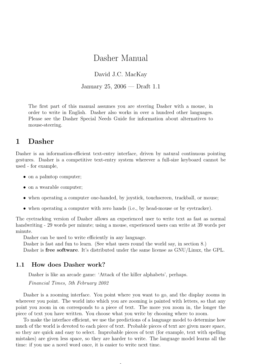 Dasher Manual