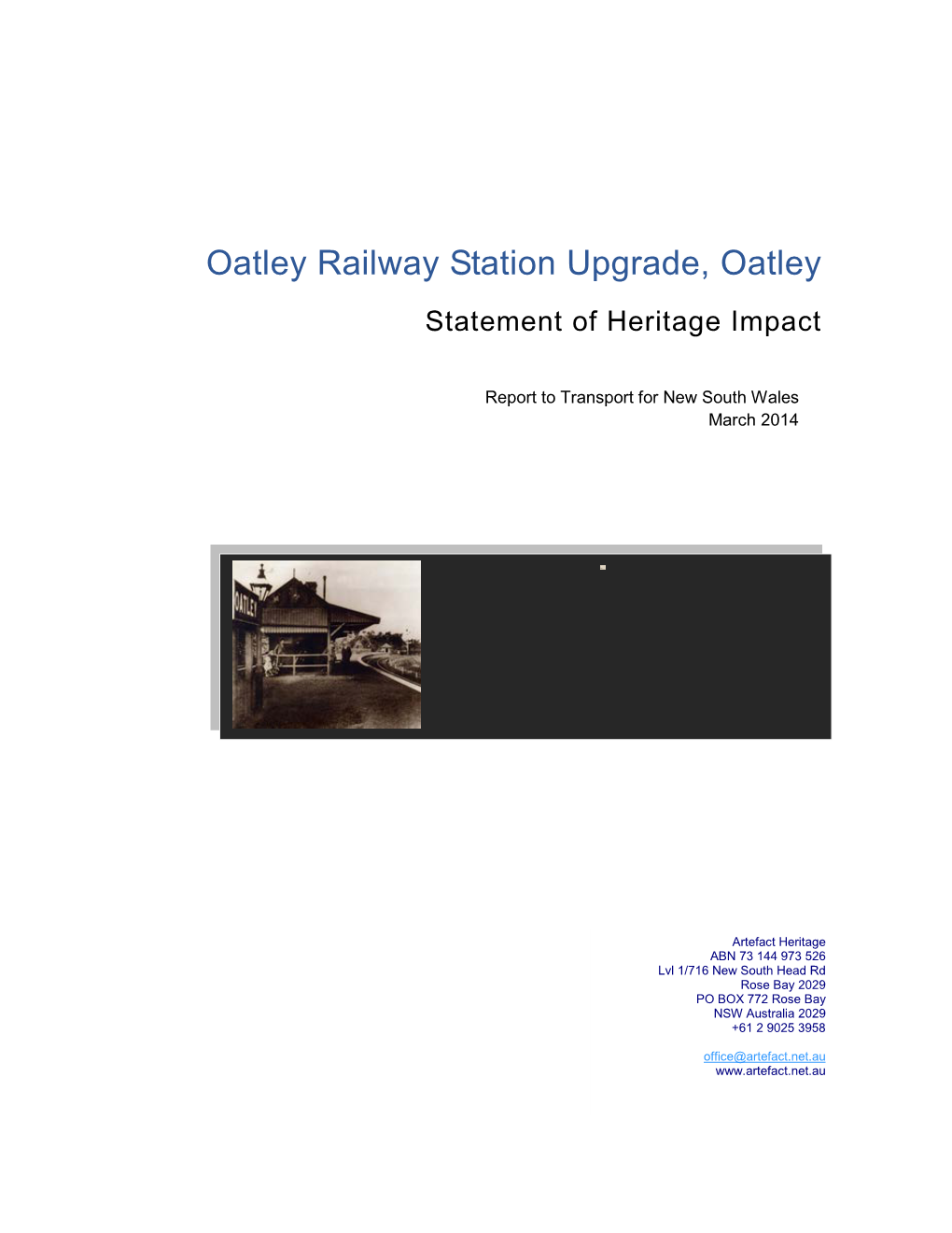 Oatley Railway Station Upgrade Statement of Heritage Impact