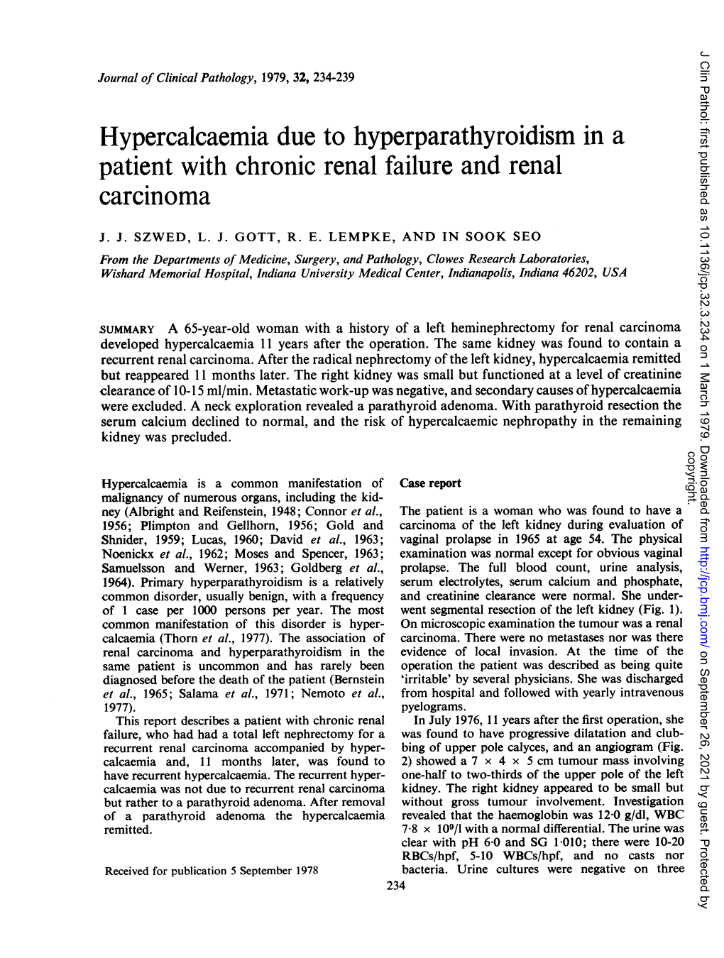 Hypercalcaemia Due to Hyperparathyroidism in a Patient with Chronic Renal Failure and Renal Carcinoma