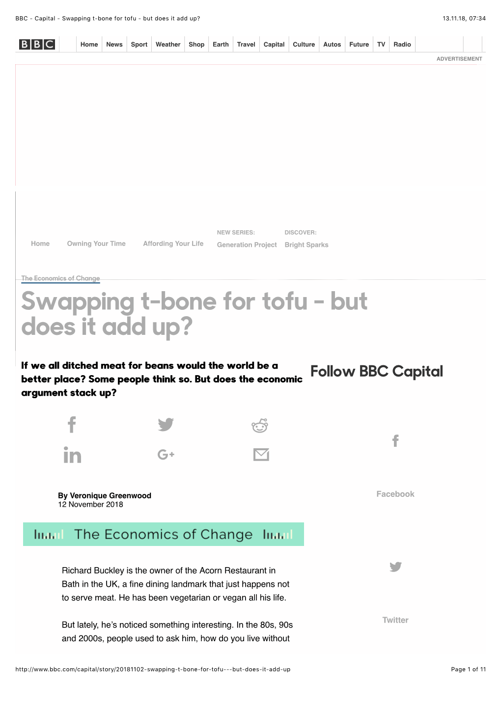 BBC - Capital - Swapping T-Bone for Tofu - but Does It Add Up? 13.11.18, 07�34