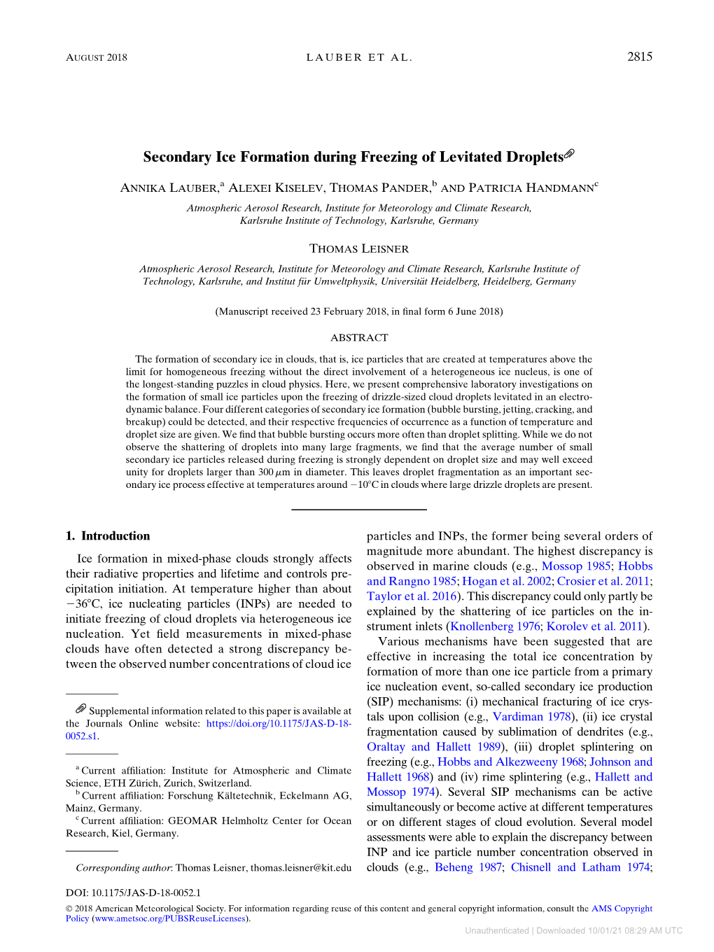 Downloaded 10/01/21 08:29 AM UTC 2816 JOURNAL of the ATMOSPHERIC SCIENCES VOLUME 75