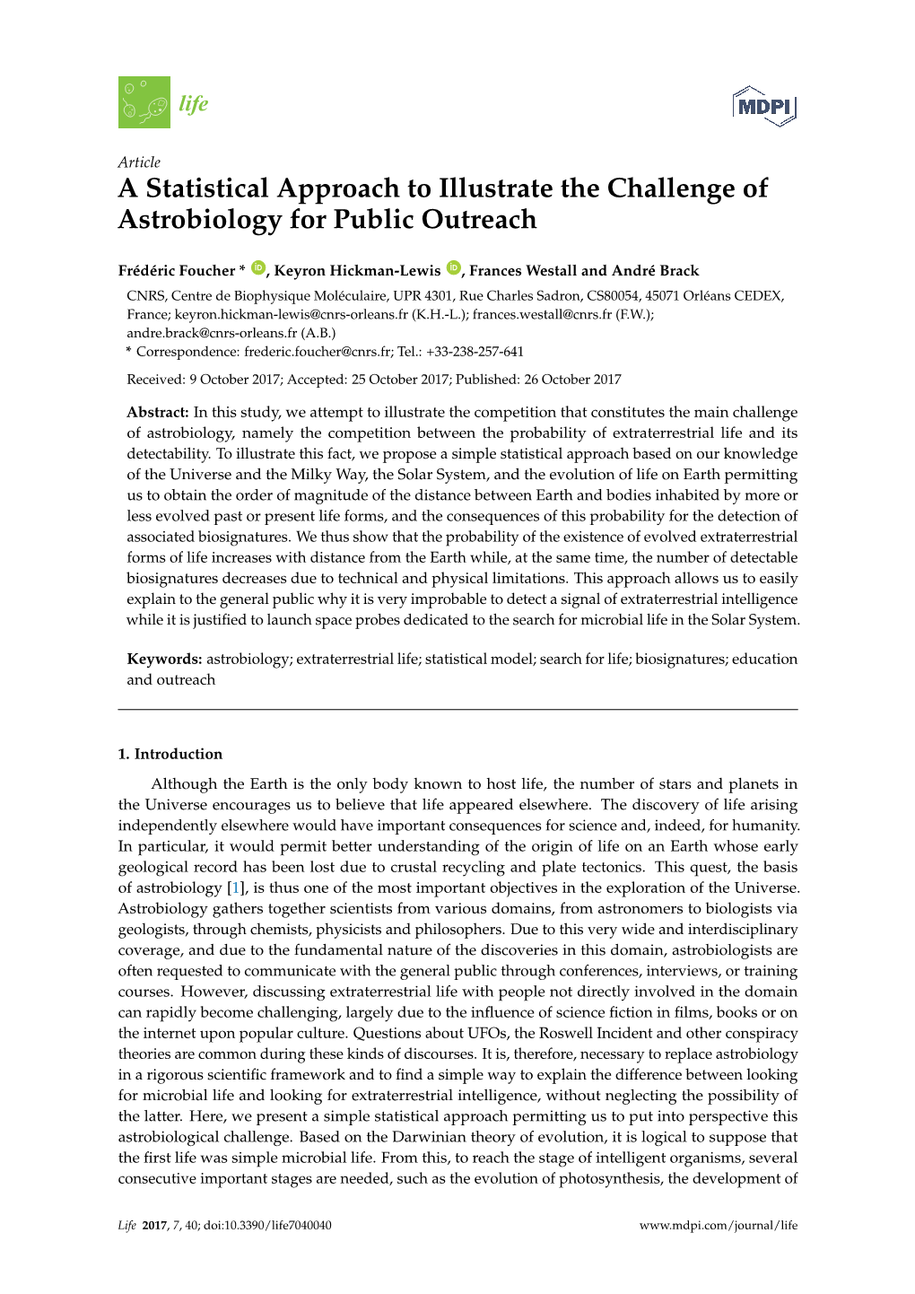 A Statistical Approach to Illustrate the Challenge of Astrobiology for Public Outreach