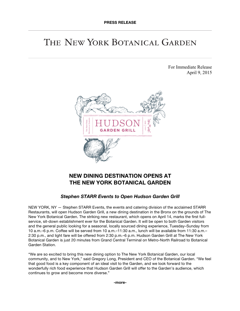 New Dining Destination Opens at the New York Botanical Garden