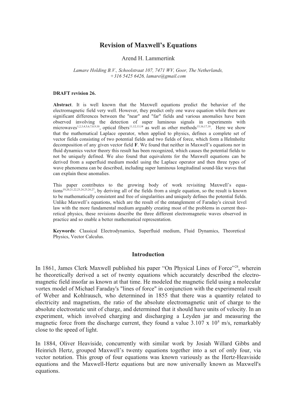 Revision of Maxwell's Equations