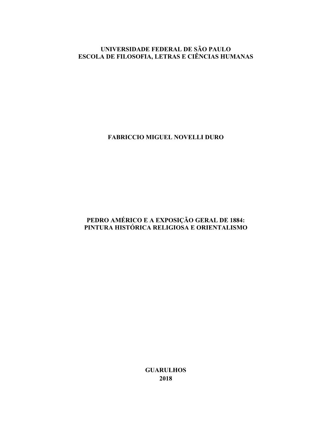 Universidade Federal De São Paulo Escola De Filosofia, Letras E Ciências Humanas