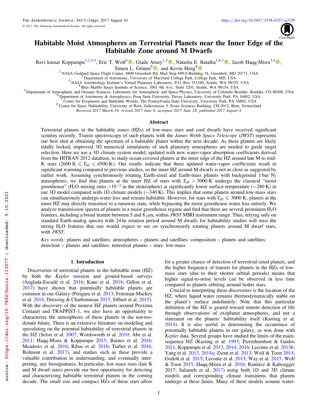 Habitable Moist Atmospheres on Terrestrial Planets Near the Inner