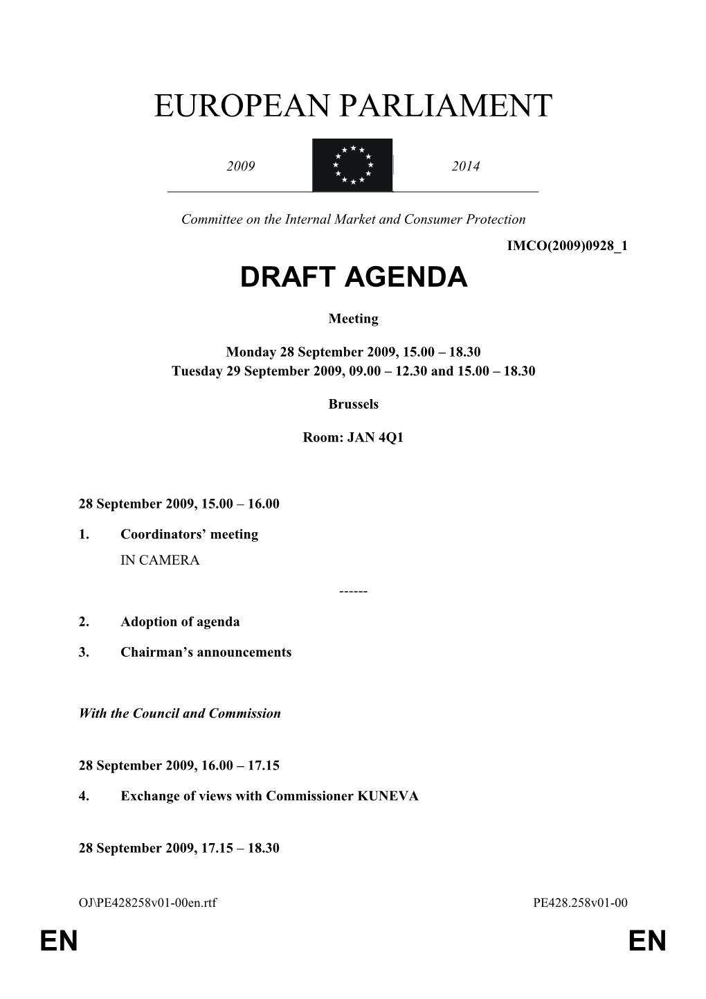 Draft Agenda