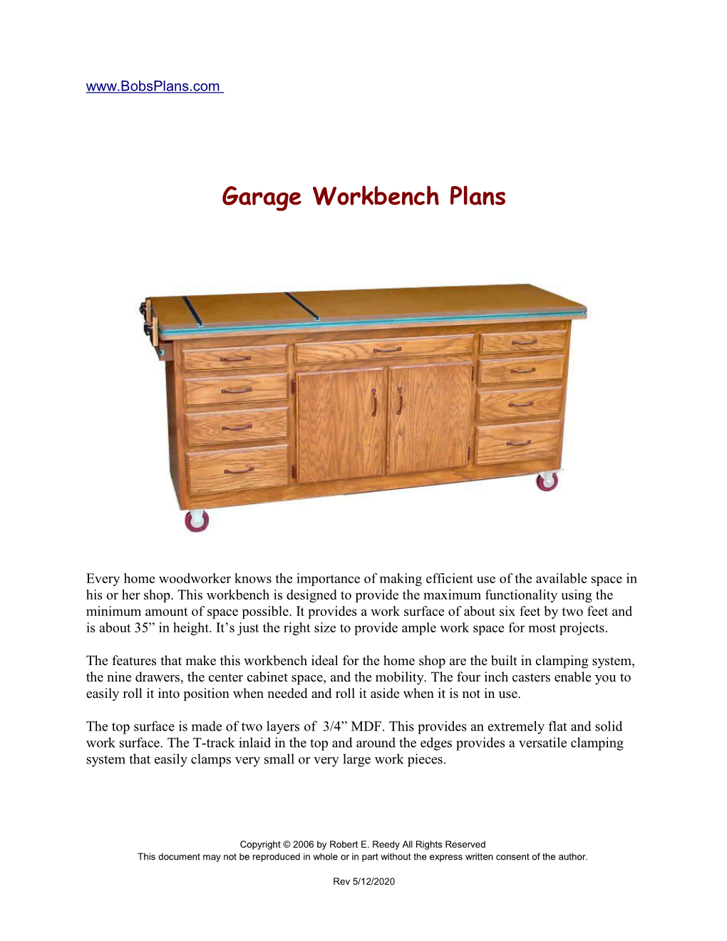 Garage Workbench Plans