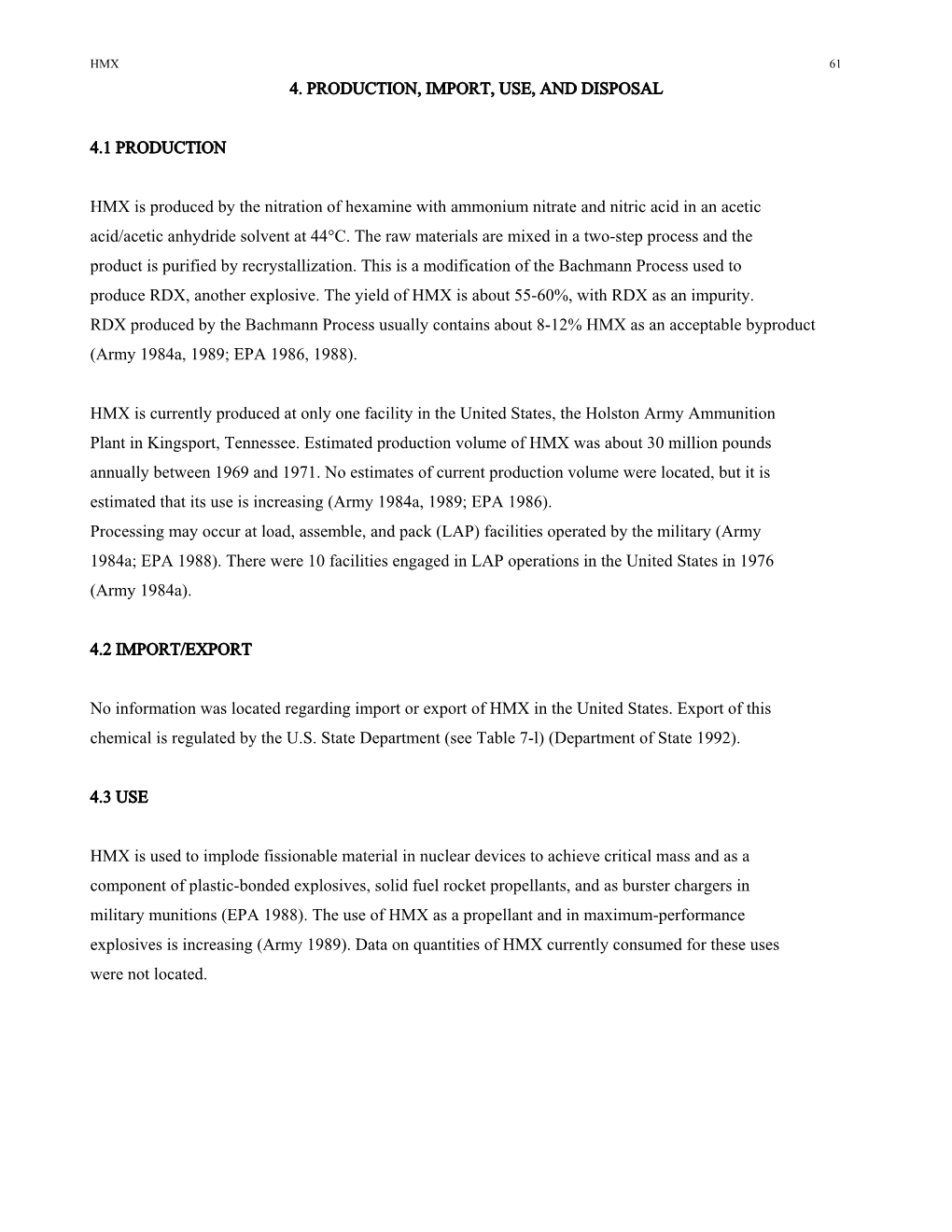 4. Production, Import, Use, and Disposal