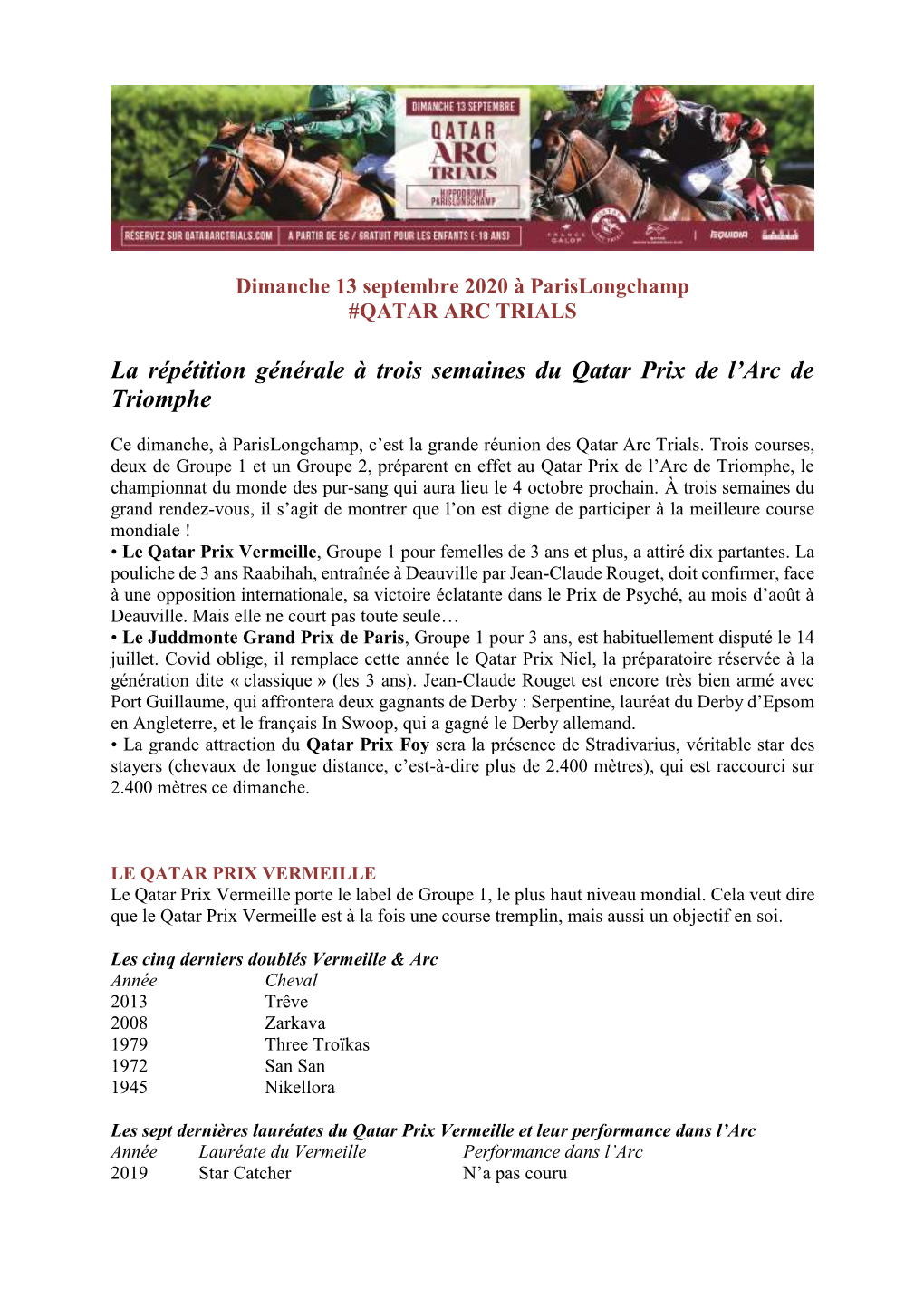 La Répétition Générale À Trois Semaines Du Qatar Prix De L'arc De Triomphe