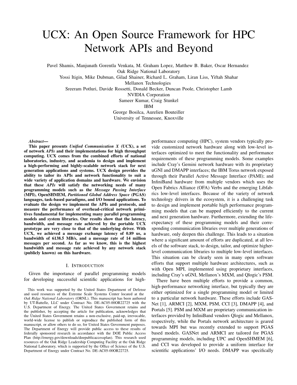 An Open Source Framework for HPC Network Apis and Beyond