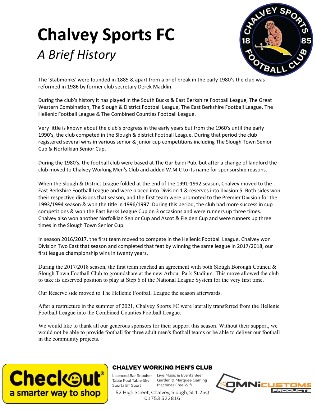 Chalvey Sports FC a Brief History