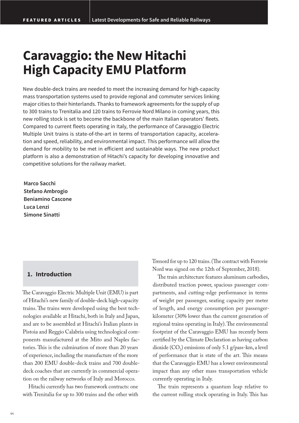 Caravaggio: the New Hitachi High Capacity EMU Platform