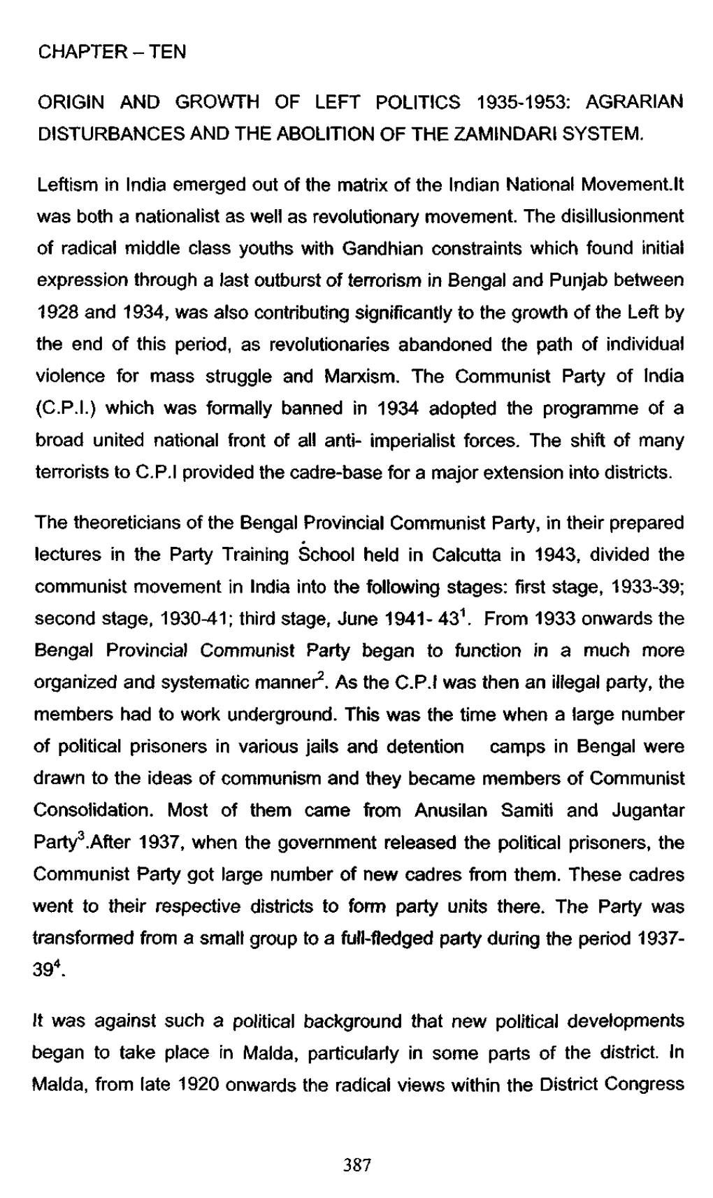 Ten Origin and Growth of Left Politics 1935-1953