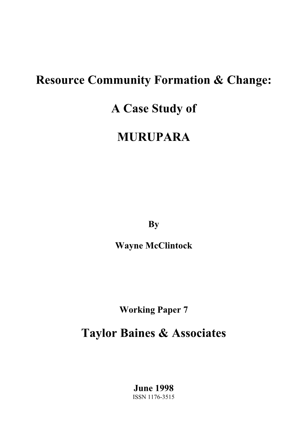 Murupara Case Study