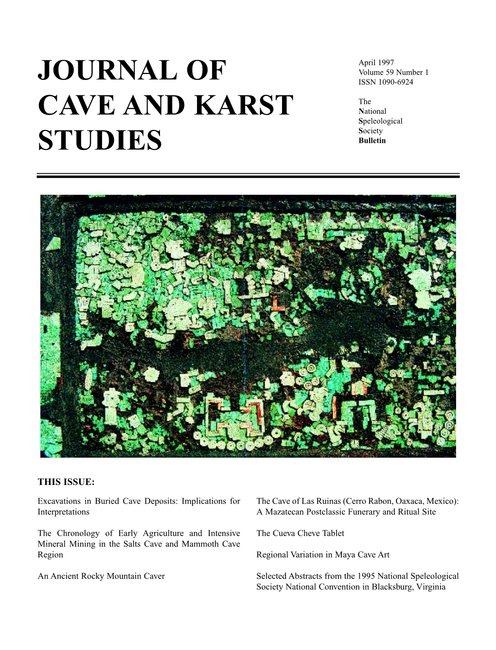 Journal of Cave and Karst Studies Editor Louise D