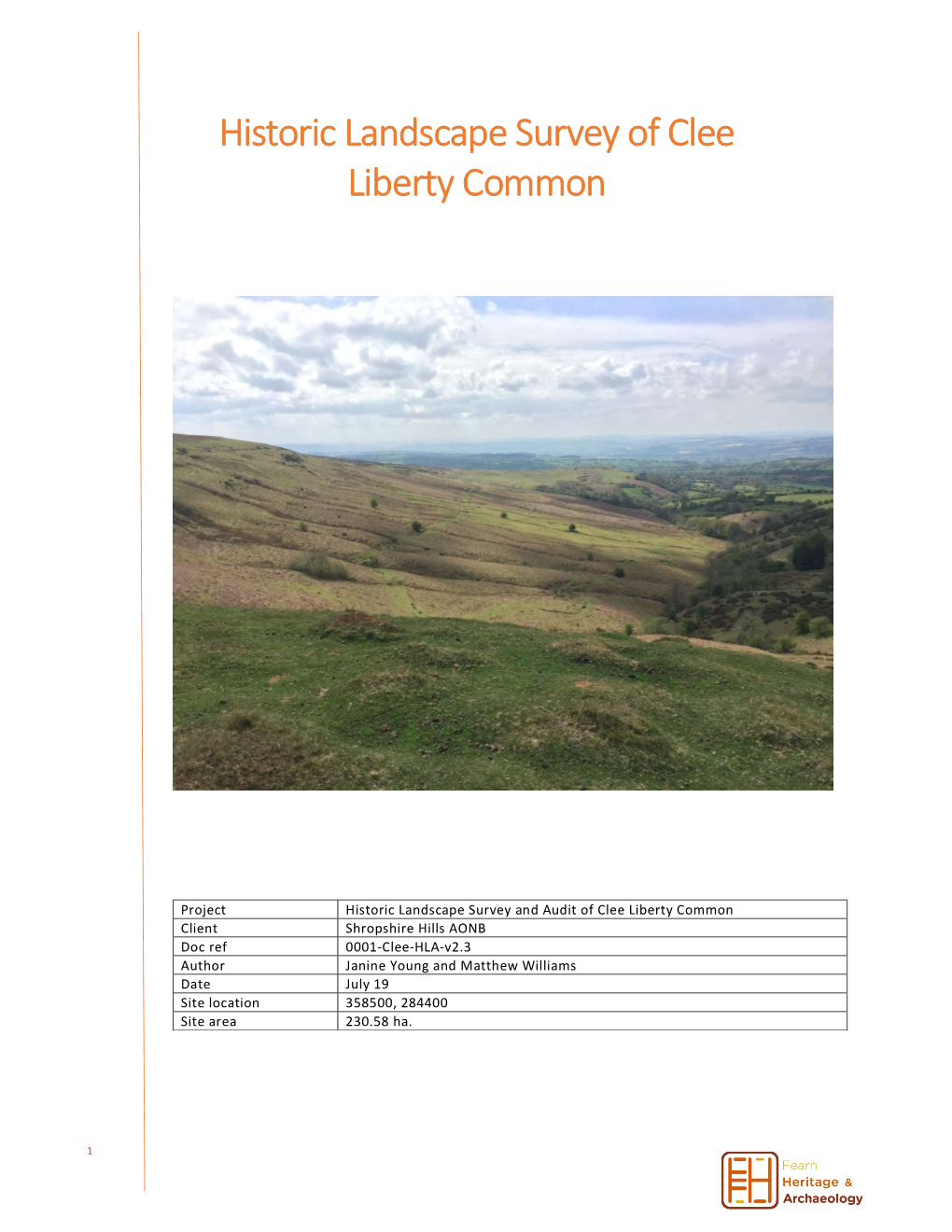 Historic Landscape Survey of Clee Liberty Common