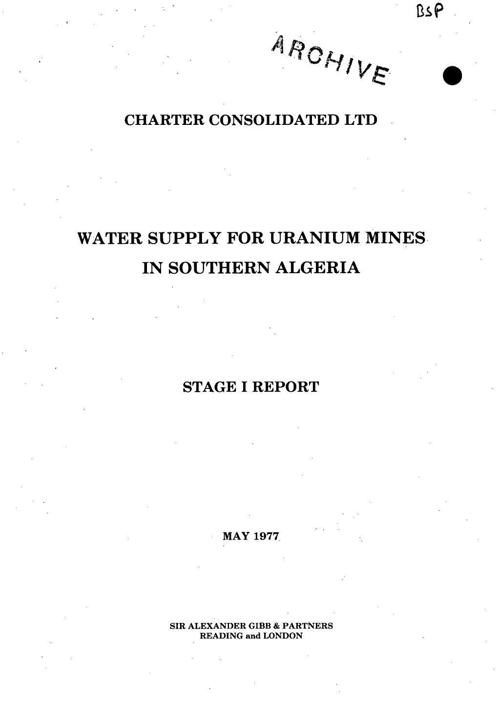 Water Supply for Uranium Mines in Southern Algeria