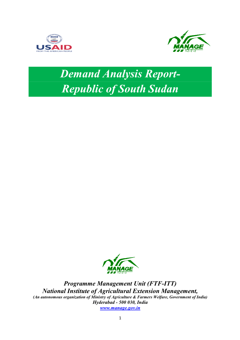 Demand Analysis Report- Republic of South Sudan