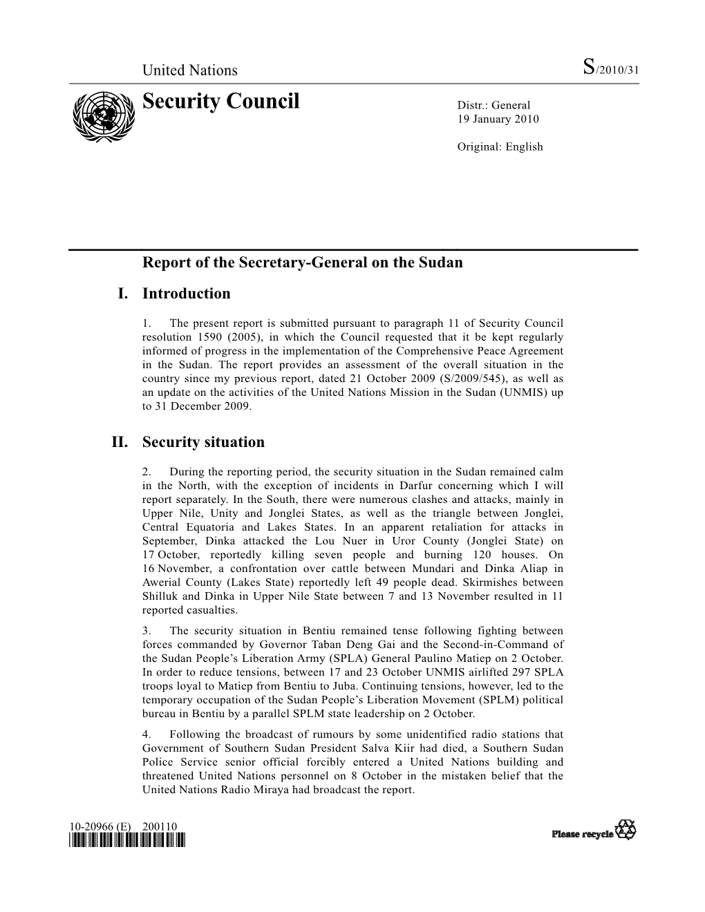 Report of the Secretary-General on the Sudan