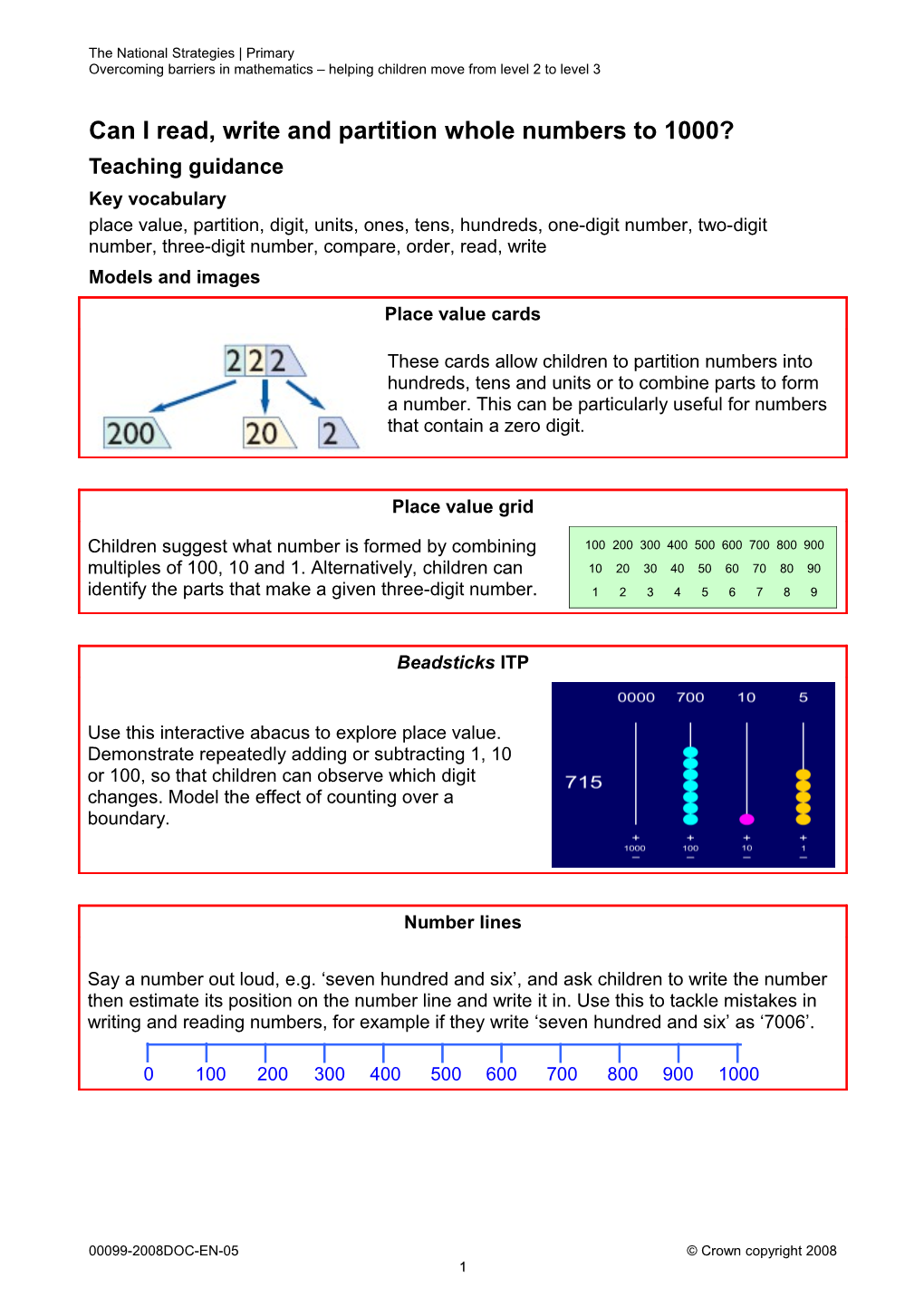 Can I Read, Write and Partition Whole Numbers to 1000?