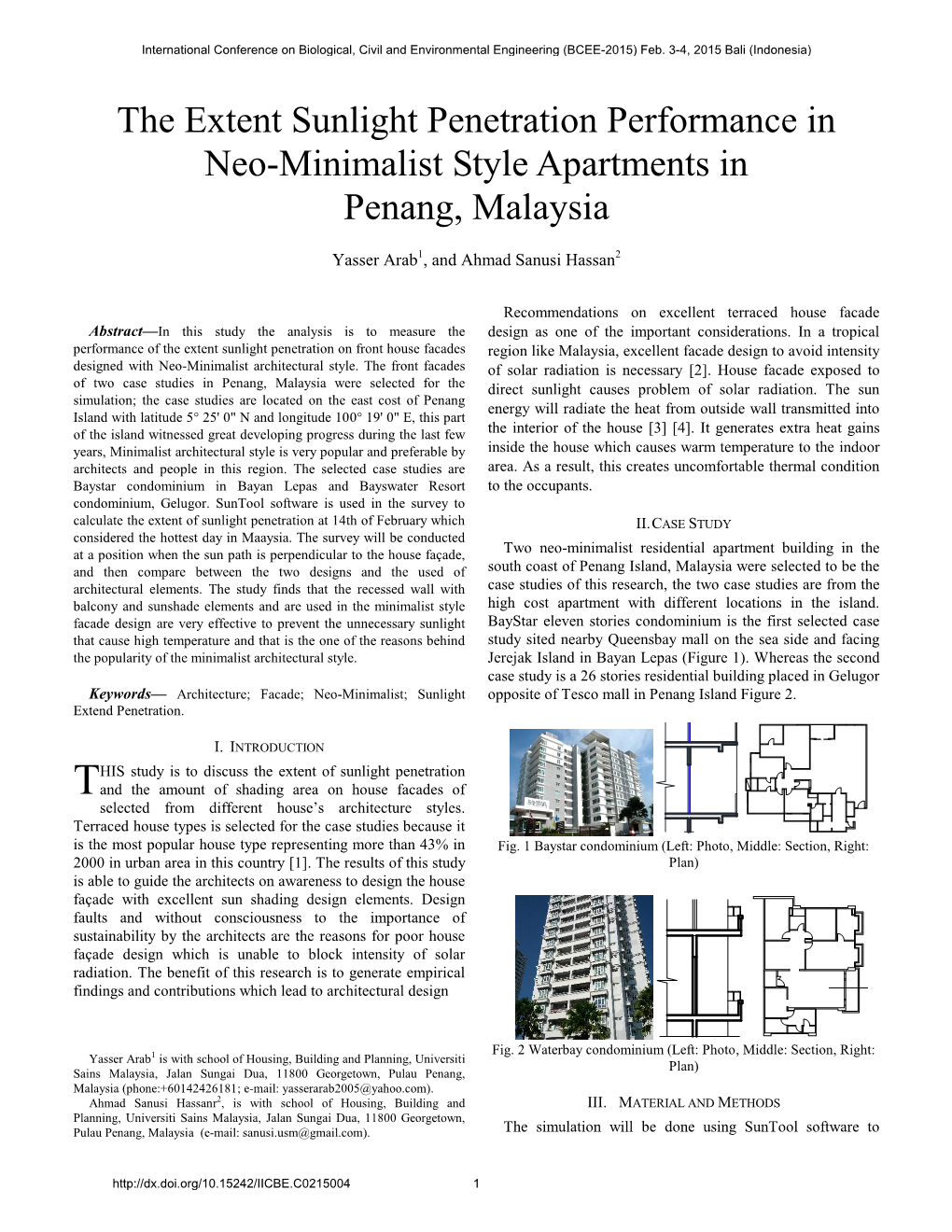 The Extent Sunlight Penetration Performance in Neo-Minimalist Style Apartments in Penang, Malaysia