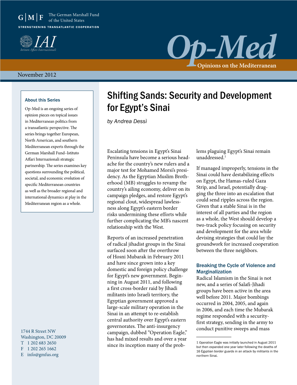 Security and Development for Egypt's Sinai